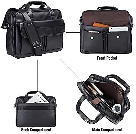 seyfocnia Mens Laptop Bag,15.6 Inch Leather Messenger Bag Water Resistant Business Travel Briefcase, Work Computer Bag Satchel Bag Husband Gifts(Brown - Image 4